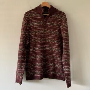 Black Brown 1826 Lambs Wool Sweater Mens M Fair Isle Fisherman Jumper‎ Nordic
